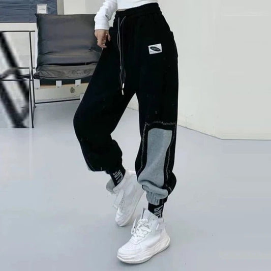 Autumn Winter Fashion Contrast Color Sports Joggers Baggy Pants Casual Warm Sweatpants - Costaglamore