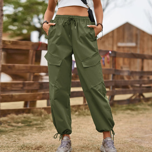 Cargo Pants Streetwear Fashion Pockets Sports Loose Pants Beige Sweatpants Wide Leg Joggers - Costaglamore